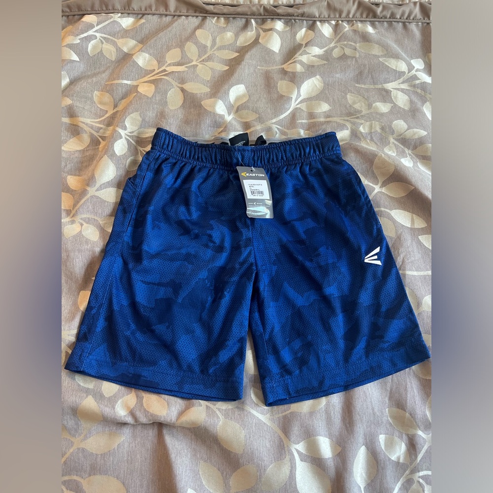 NWT Easton Boys M5 Mesh Shorts, Royal Blue Camouflage Sz L Training Shorts